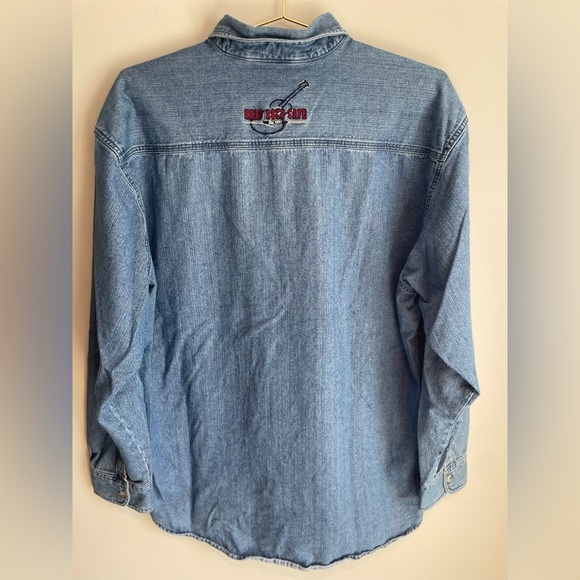 Vintage Hard Rock Cafe Denim Flannel Button Up - Picture 2 of 3